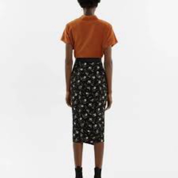 BIMBA Y LOLA Tulip Asymmetrical Black and Floral Midi Skirt Size 4 EU36 - Picture 2 of 15
